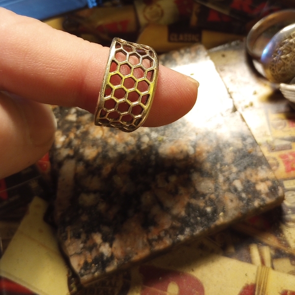 HONEYCOMB PATTERN SILVER 7 925. - Picture 1 of 4